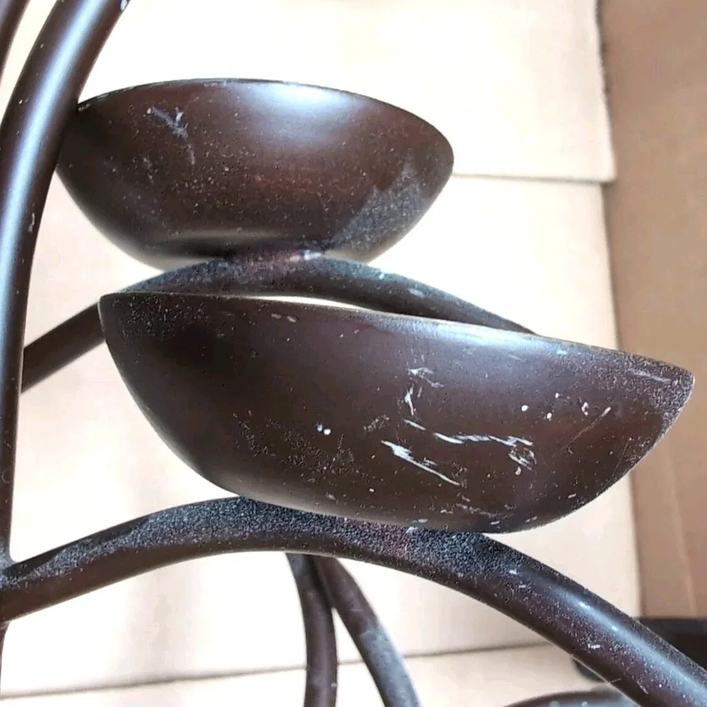 Set Pair of 2 Brutalist‎ Branch Wall Votive Holders Dark Brown Metal Tree Sconce